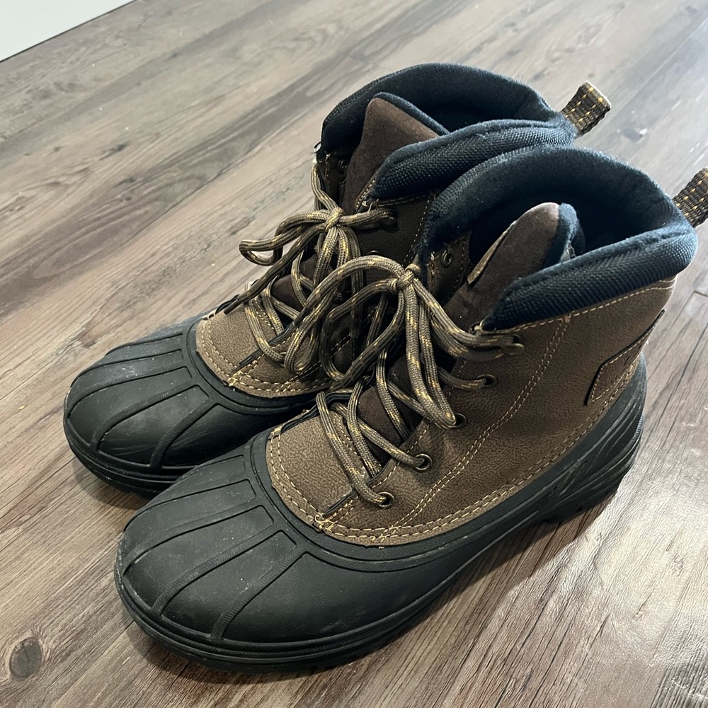 Men's Brown Waterproof Lace-Up Rain & Snow Boots